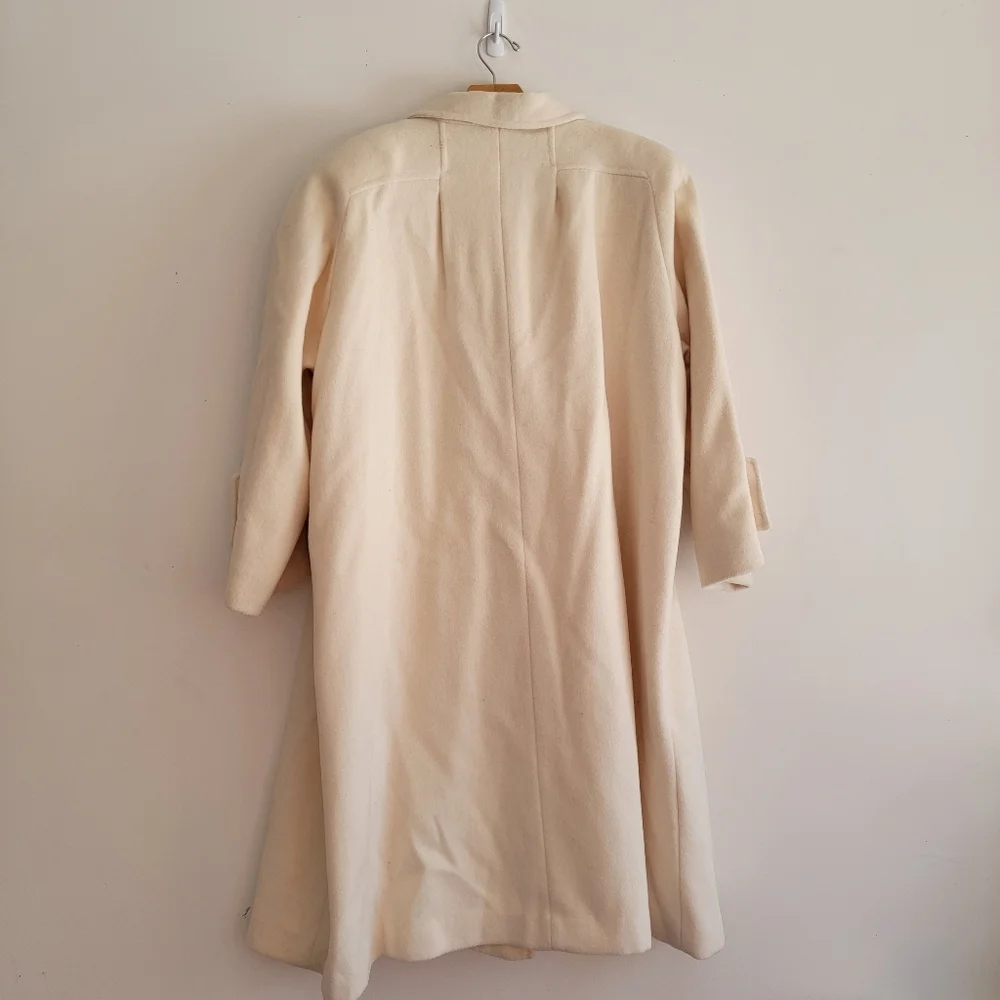 Vintage 60s Miss Abbmoor High Quality Wool Double Breasted Coat Cream XL- XXL